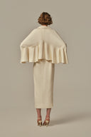 Aile Ivory Faux Suede Midi Dress With Button Closure for women, from POEM, The Viet Concept