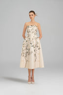 ROSEE de MATIN • Ivory Printed Strapless Dress