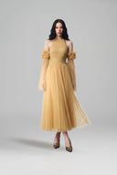 LINH PHUNG • Heliora Crystal-Embellished Pleated Tulle Midi A-Line Dress