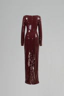 Incandescence Burgundy Velvet Sequin Veil Dress for women, from SORAMAME, The Viet Concept
