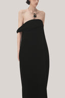TINH ATELIER • Black Nhung Cocoon Off-Shoulder Velvet Maxi Dress