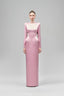 Pink Elyndra Sheath Cut-Out Satin Floor Length Dress for women, from Maison Des Copains, The Viet Concept 