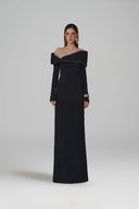 L' SCARLETT • Mobius Crystal-Embellished Off-Shoulder Maxi Dress