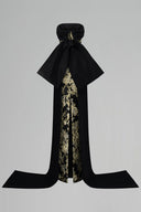 Aurélia Gold Black Jacquard Bustier Column Evening Gown for women, from IHF ATELIER, The Viet Concept 