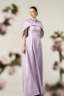 Round Neck Crystal A-Line Silk Taffeta Gown with Mini Cape for women, from IHF ATELIER, The Viet Concept 