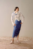 LECIA • Lumin Blue Draped Silk Chiffon Maxi Skirt