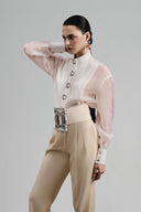 Lolike Straight Cuff Sleeved Organza Shirt for women, from Ha Thanh Viet, The Viet Concept 