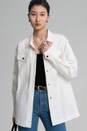 White IIlluminate Belted Cotton Twill Jacket for women, from HOBB, The Viet Concept