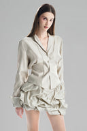 Silver Stand Collar Blouse with 3 Buttons for women, from Must Have, The Viet Concept 