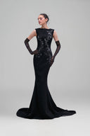 Leona Celestia Crepe Mermaid Gown & Crystal Tulle Gloves for women, from 21SIX, The Viet Concept