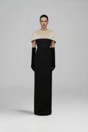 IHF ATELIER • Black Crystal Round Neck Column Gown