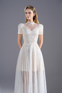 ROSEE de MATIN • SleeveShort Embroidery White Maxi Dress