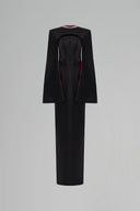 Black Shimmer Silk Column Evening Gown Cut-Out Crystal Neckline for women, from IHF ATELIER, The Viet Concept