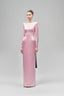 Pink Elyndra Sheath Cut-Out Satin Floor Length Dress for women, from Maison Des Copains, The Viet Concept 