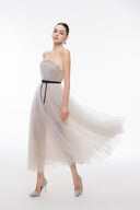 LUCILLA • Midge Floral Embellished Tulle Cape Evening Gown