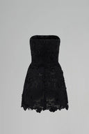 Floral Garden Lace Crystal Asymmetrical Strapless Mini Dress for women, from IHF ATELIER, The Viet Concept 