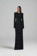 L' SCARLETT • Crystal Heart Hand-Embellished Poly Crepe Maxi Dress