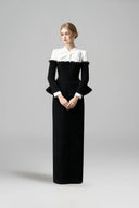 ROSEE de MATIN • Black White Bow I-Line Dress