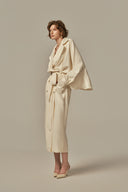 Aile Ivory Faux Suede Midi Dress With Button Closure for women, from POEM, The Viet Concept
