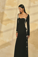 Crystal Bloom 3D Floral Beaded Long Sleeve Maxi Gown  for women, from L'SCARLETT, The Viet Concept