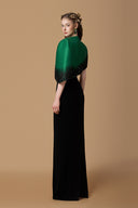 Dark Green & Black Bustier Column Gown With Crystal Cape for women, from IHF ATELIER, The Viet Concept 