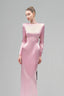 Pink Elyndra Sheath Cut-Out Satin Floor Length Dress for women, from Maison Des Copains, The Viet Concept 
