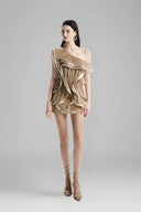 Bronze Khaki Asymmetrical One-Shoulder Mini Dress for women, from Must Have, The Viet Concept 