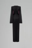 Black Shimmer Silk Column Evening Gown Cut-Out Crystal Neckline for women, from IHF ATELIER, The Viet Concept