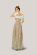 Nally A-line Asymmetric Neck Tulle Floor Length Dress for women, from Calista, The Viet Concept