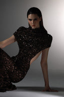 Belladonna Sequin Cape Sleeve Cutout Floor-Length Dress for women, from SORAMAME, The Viet Concept