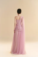 Lyssandra One-Shoulder Draped Satin Silk Gown in Lilac Purple for women, from LINH PHUNG, The Viet Concept