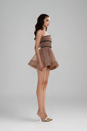  Brown Samaria Flared Mini Dress for women, from Huelley Rose, The Viet Concept 