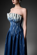 GVLUX • Étoile Wave Enzyme Denim Flared Gown