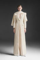 Soreya Plunging Notch Lapel Velvet Jacquard Trench Coat for women, from MAISON DES COPAINS, The Viet Concept 