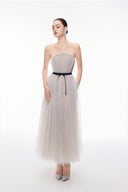 LUCILLA • Midge Floral Embellished Tulle Cape Evening Gown