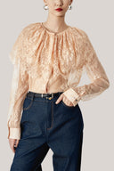  Fawn Straight Cuff Sleeved Lace Shirt for women, from HOBB, The Viet Concept 