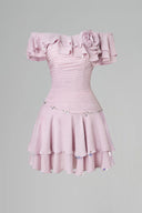 Chérie Draped Floral Embellished Mini Dress for women, from CALISTA, The Viet Concept