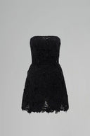 Floral Garden Lace Crystal Asymmetrical Strapless Mini Dress for women, from IHF ATELIER, The Viet Concept 