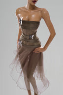 Brown Théa Dress for woman, from HUELLEY ROSE, The Viet Concept 