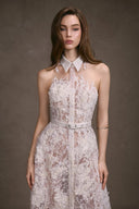 KEIRA TONG • Daphne Sheer Lace Sleeveless Collared Shirt Dress