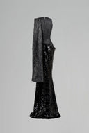 Evensong Sequin Crinkle Satin Asymmetrical Cut-Out Gown for women, from SORAMAME, The Viet Concept
