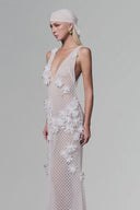 White Floral Maxi Dress for women, from Keira Tong, The Viet Concept 