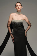 Crystal Embellished Corset Maxi Dress with Detachable Train for women, from IHF STUDIO, The Viet Concept 