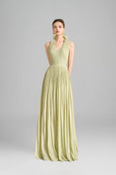 Nasir Gathered Scoop Neck Tencel Floor Length Dress for women, from Maison Des Copains 