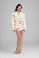 Cream White Solenne Coat for women, from POEM, The Viet Concept 
