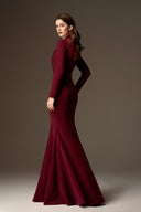 IHF ATELIER • Burgundy Draped Crepe Mermaid Gown