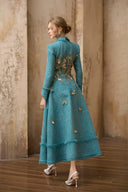 ROSEE de MATIN • Butterfly Embroidery Tweed Midi Dress
