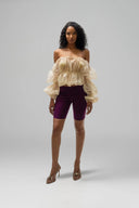 Wiggle Sheer Puff-Sleeve Open-Back Top for women, from HUELLEY HUELLEY, The Viet Concept