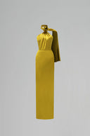 Satin Silk Asymmetrical Halter Gown With Cross Detail for women, from IHF ATELIER, The Viet Concept