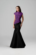 Purple Guipure Lace Black Taffeta Mermaid Evening Gown for women, from IHF ATELIER, The Viet Concept